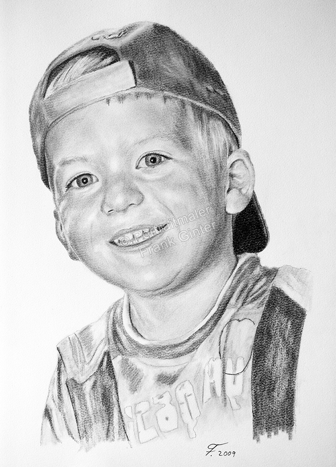 Dortmund, Bleistiftzeichnung, Portraitzeichnung - Kinder, Bleistiftzeichnungen, Kohlezeichnungen, Kinder-Portrait Junge Kohlezeichnung