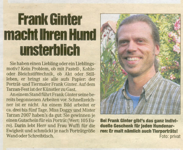 Portraitmaler F. Ginter, Dresdner Morgenpost Künstlerportrait 2007