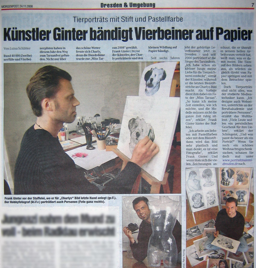 Portraitmaler F. Ginter, Dresdner Morgenpost Künstlerportrait 2008
