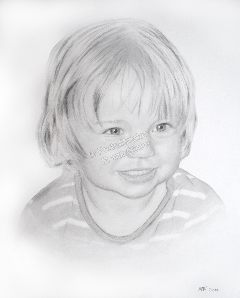 Kohlezeichnungen, Kohlezeichnung, Portraitzeichnung eines Kindes, Kinder-Portraits Mädchen