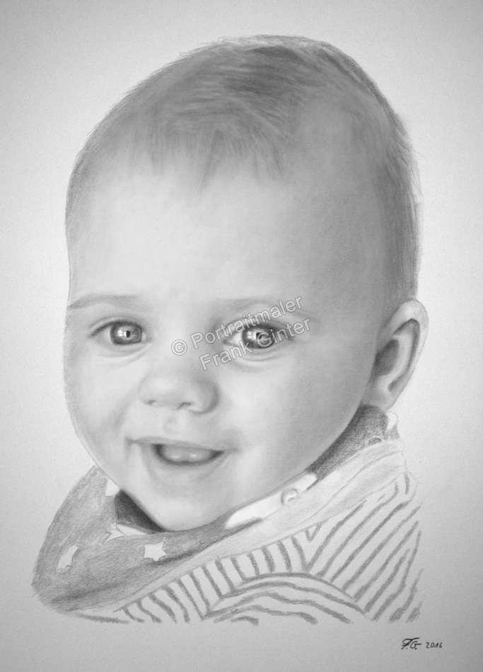 Bleistiftzeichnungen Portraitzeichnung Baby-Portrait zeichnen lassen