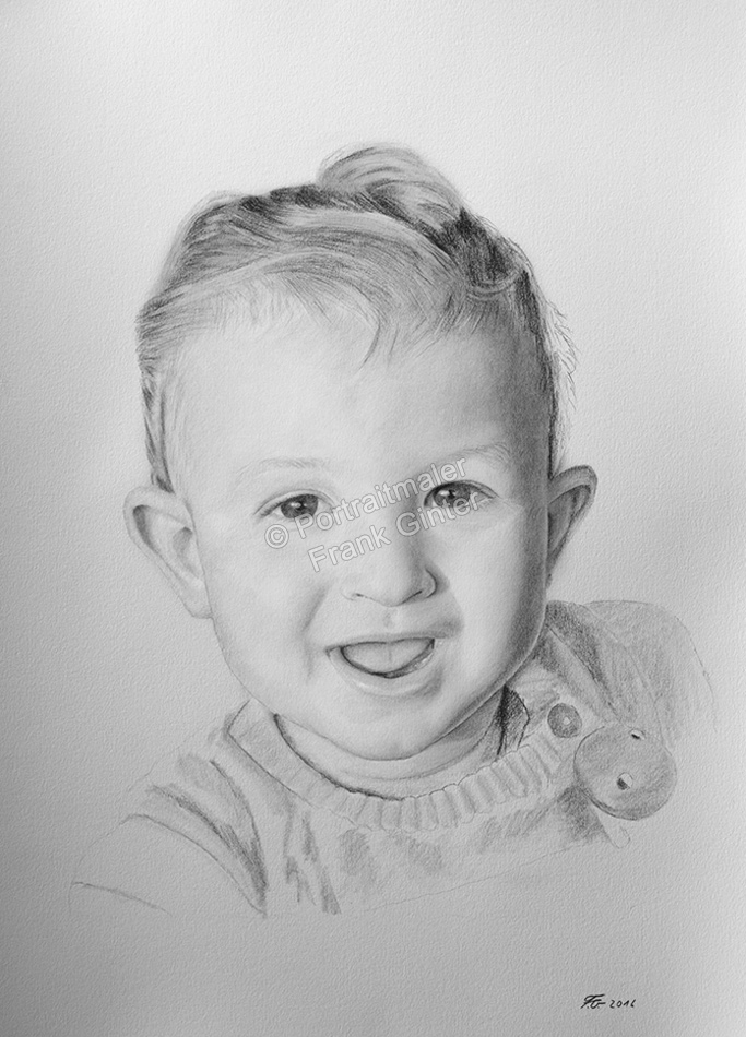 Bleistiftzeichnung eines Jungen, Portraitzeichnung, Kinder, Baby, Bleistiftzeichnungen Portrait, Portraitzeichner
