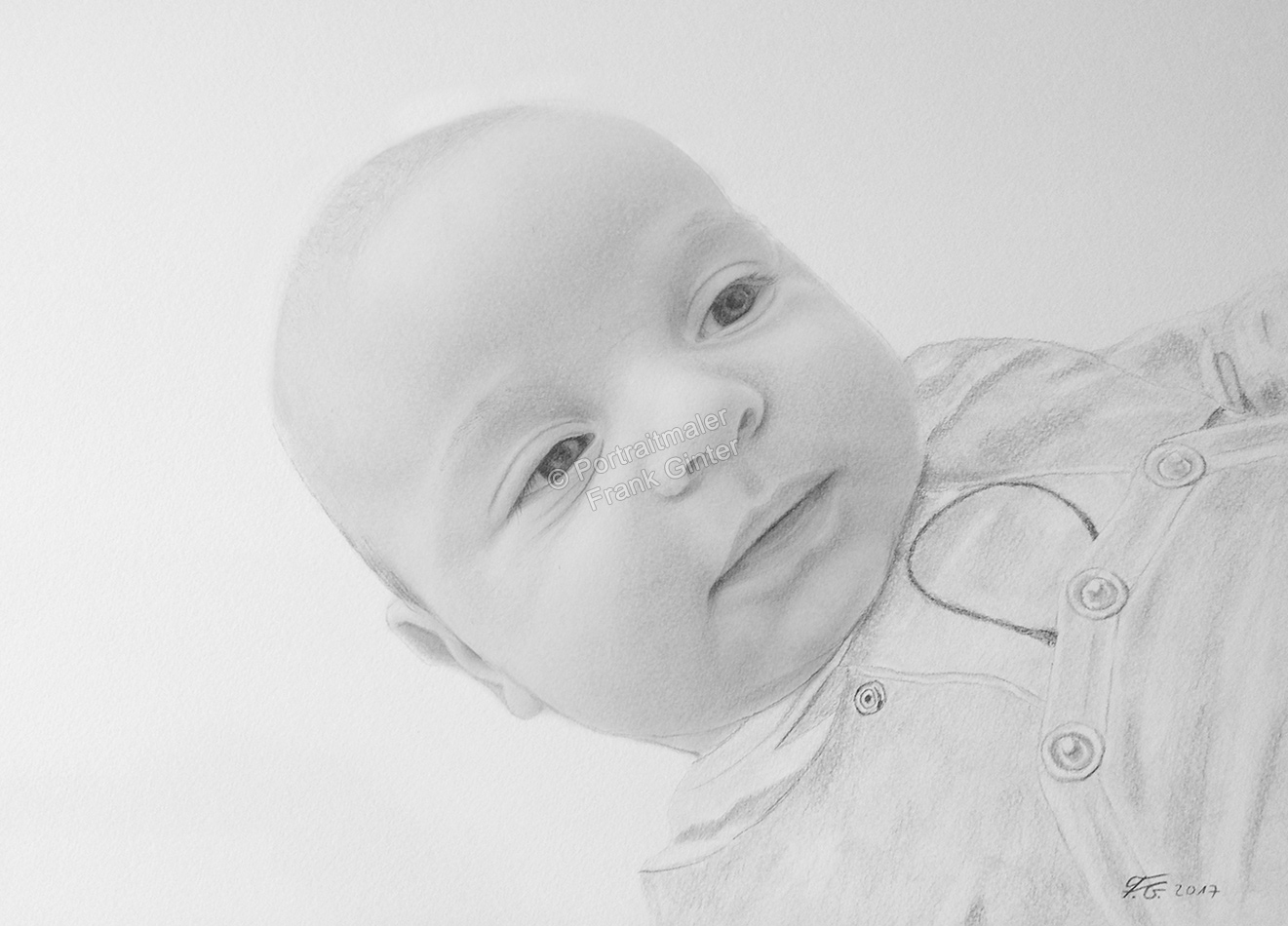 Bleistiftzeichnungen Portraitzeichnungen Baby, ein Baby-Portrait zeichnen lassen mit Bleistift
