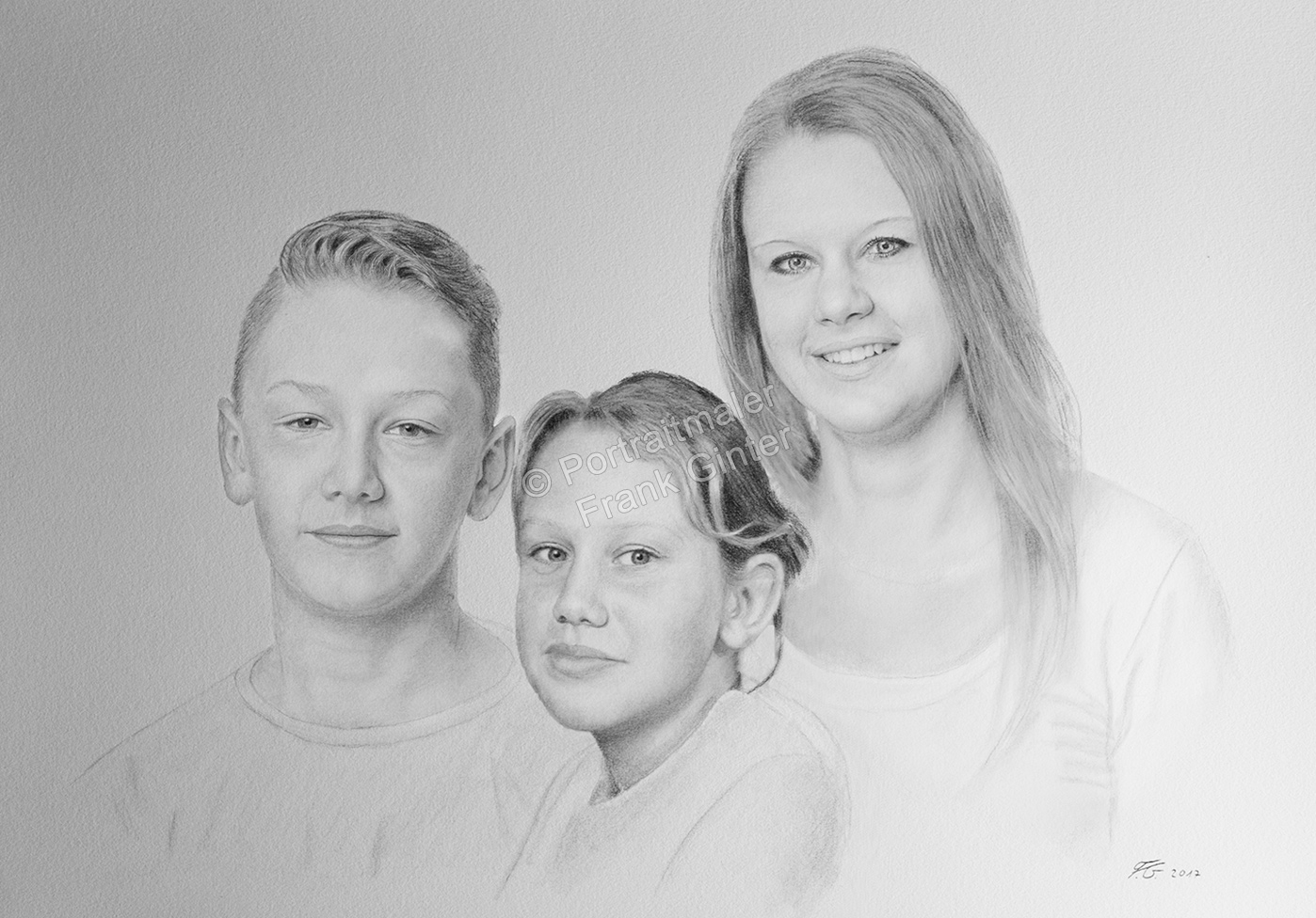 Bleistiftzeichnungen, Portraitzeichnungen, Geschwister-Familien-Portraits zeichnen lassen