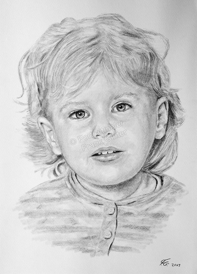 Stuttgart, Bleistiftzeichnung, Portraitzeichnung - Kinder, Bleistiftzeichnungen, Kohlezeichnungen, Kinder-Portrait Mädchen, Kohlezeichnung