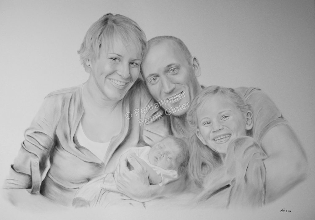 Ölgemaelde Dry-Brush Portraitgemälde Familienportrait gemalt