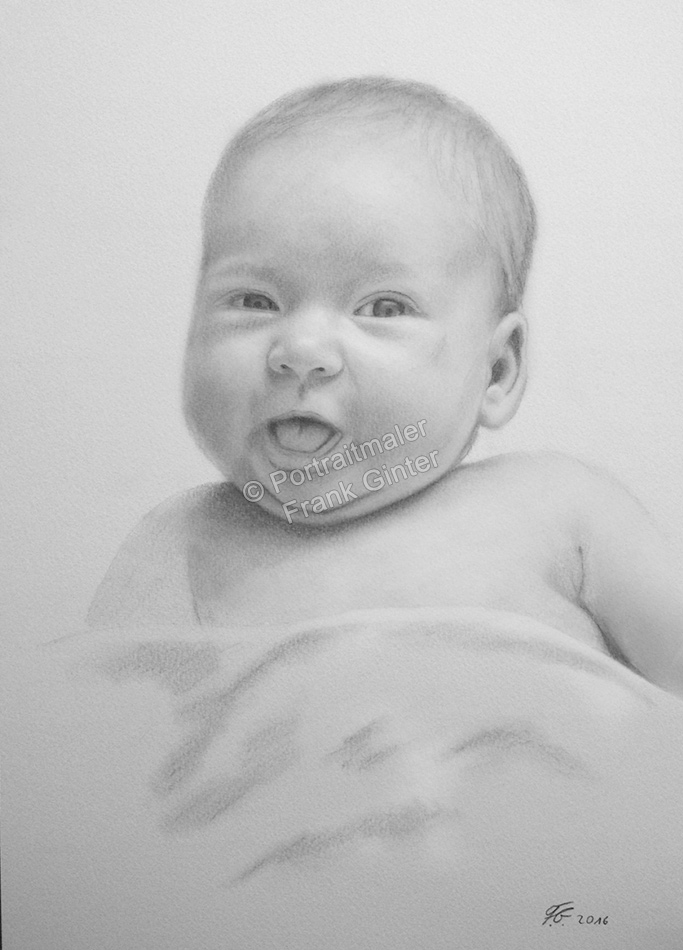Bleistiftzeichnungen Portraitzeichnung, ein Baby-Portrait zeichnen lassen